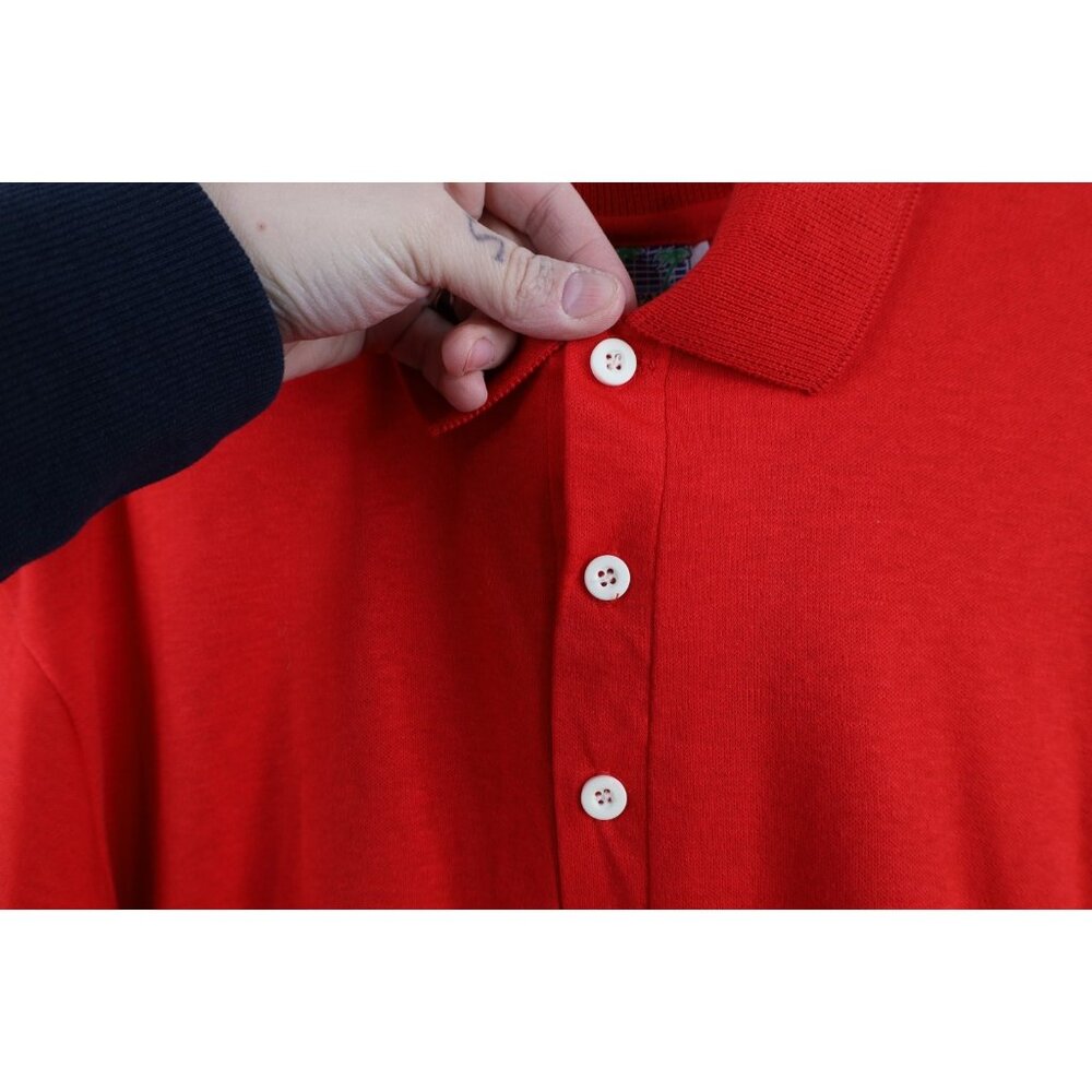 Vtg 80s 90s Streetwear Mens Medium Blank Knit Collared Golf Polo Shirt Red USA - Picture 4 of 15
